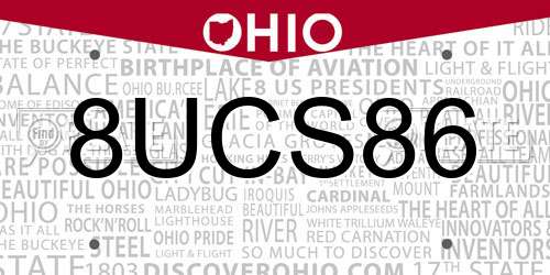 8UCS86 Ohio License Plate