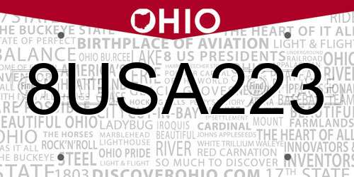 8USA223 Ohio License Plate