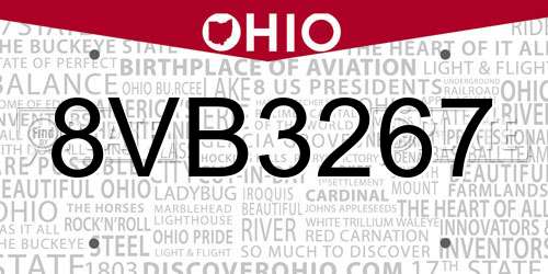 8VB3267 Ohio License Plate