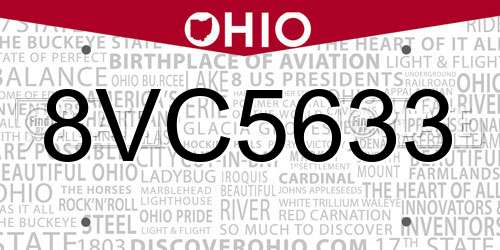 8VC5633 Ohio License Plate
