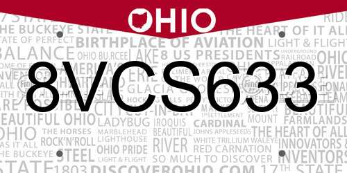 8VCS633 Ohio License Plate