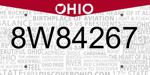 8W84267 Ohio License Plate