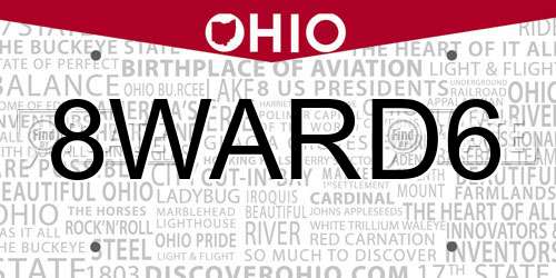 8WARD6 Ohio License Plate