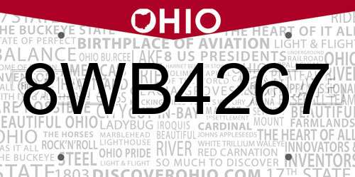 8WB4267 Ohio License Plate
