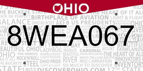 8WEA067 Ohio License Plate