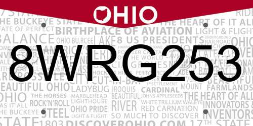 8WRG253 Ohio License Plate