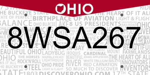 8WSA267 Ohio License Plate
