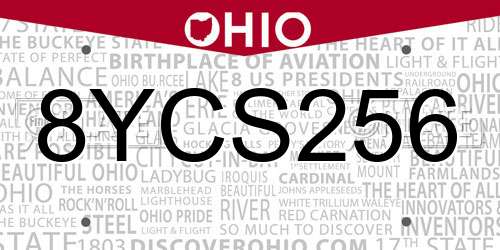 8YCS256 Ohio License Plate