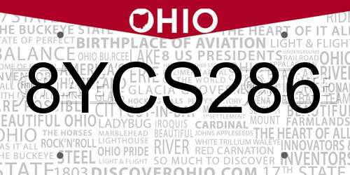 8YCS286 Ohio License Plate