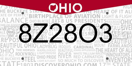 8Z28O3 Ohio License Plate