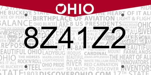 8Z41Z2 Ohio License Plate