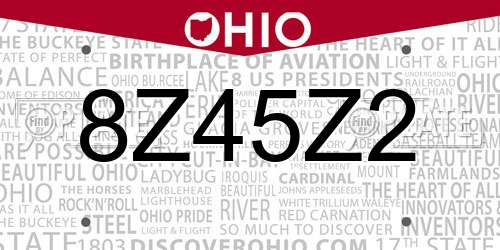 8Z45Z2 Ohio License Plate