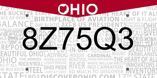 8Z75Q3 Ohio License Plate