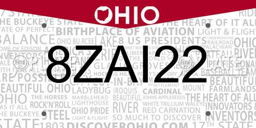 8ZAI22 Ohio License Plate