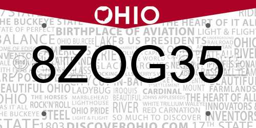 8ZOG35 Ohio License Plate
