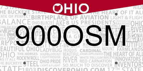 900OSM Ohio License Plate