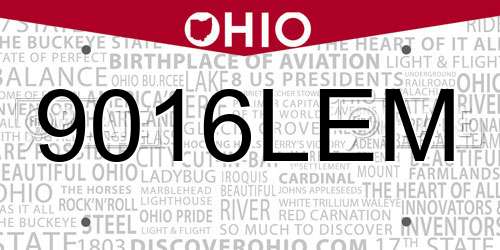 9016LEM Ohio License Plate