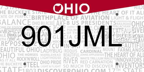 901JML Ohio License Plate