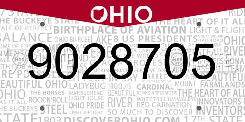 9028705 Ohio License Plate