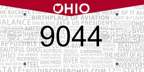 9044 Ohio License Plate