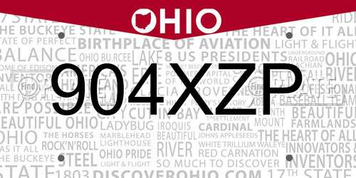 904XZP Ohio License Plate