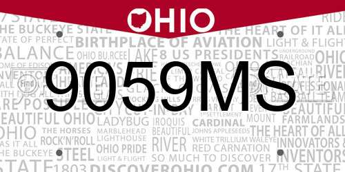 9059MS Ohio License Plate