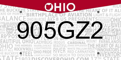 905GZ2 Ohio License Plate
