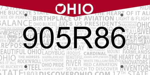 905R86 Ohio License Plate