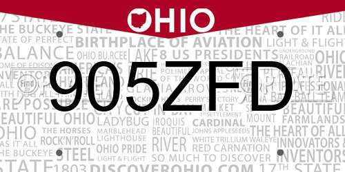 905ZFD Ohio License Plate