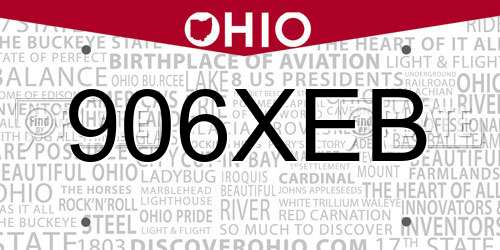 906XEB Ohio License Plate