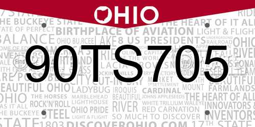90TS705 Ohio License Plate