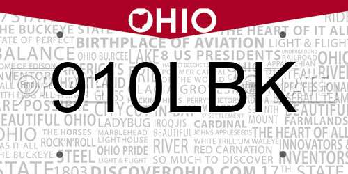 910LBK Ohio License Plate