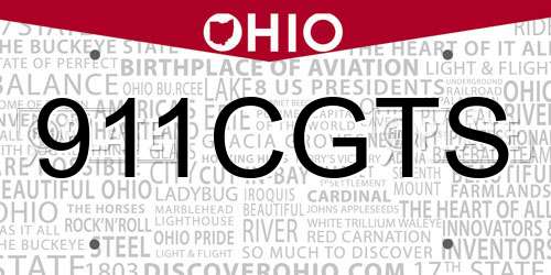 911CGTS Ohio License Plate