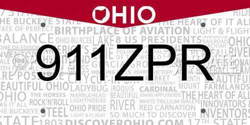 911ZPR Ohio License Plate