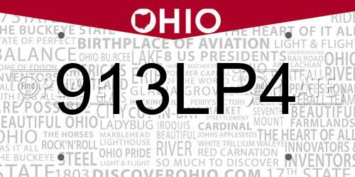 913LP4 Ohio License Plate