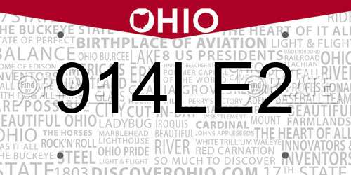 914LE2 Ohio License Plate