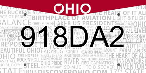 918DA2 Ohio License Plate