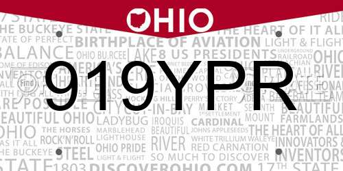 919YPR Ohio License Plate