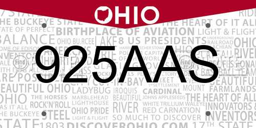 925AAS Ohio License Plate