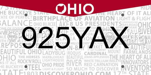 925YAX Ohio License Plate