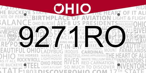 9271RO Ohio License Plate