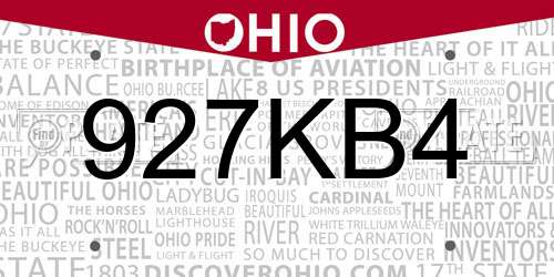 927KB4 Ohio License Plate