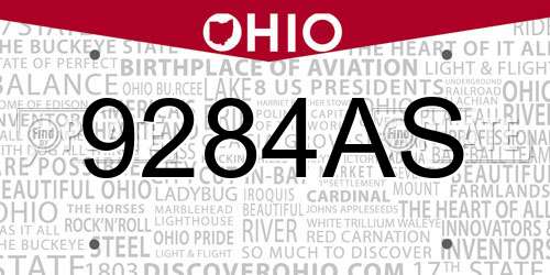 9284AS Ohio License Plate
