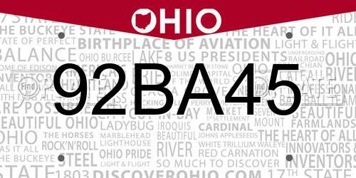 92BA45 Ohio License Plate