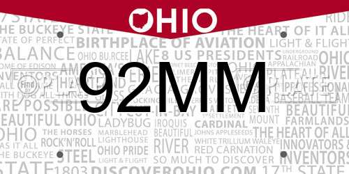 92MM Ohio License Plate