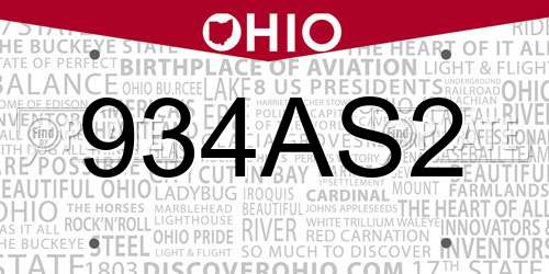 934AS2 Ohio License Plate