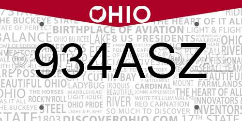 934ASZ Ohio License Plate