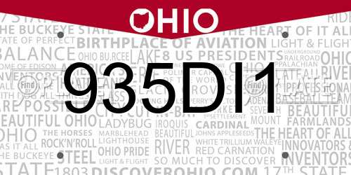 935DI1 Ohio License Plate