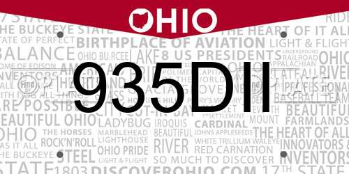 935DII Ohio License Plate