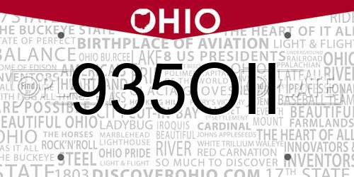 935OII Ohio License Plate